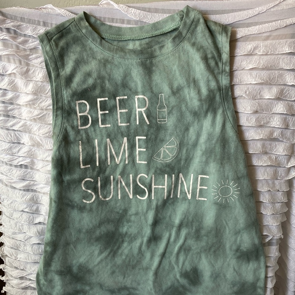 Fifth sun xs womans tank beer lime sunshine green tie-dye